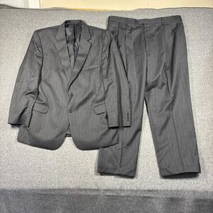 Jos. A. Bank Mens 48R Charcoal Pinstripe 100% Wool 2-Piece Suit Gordon 40X31